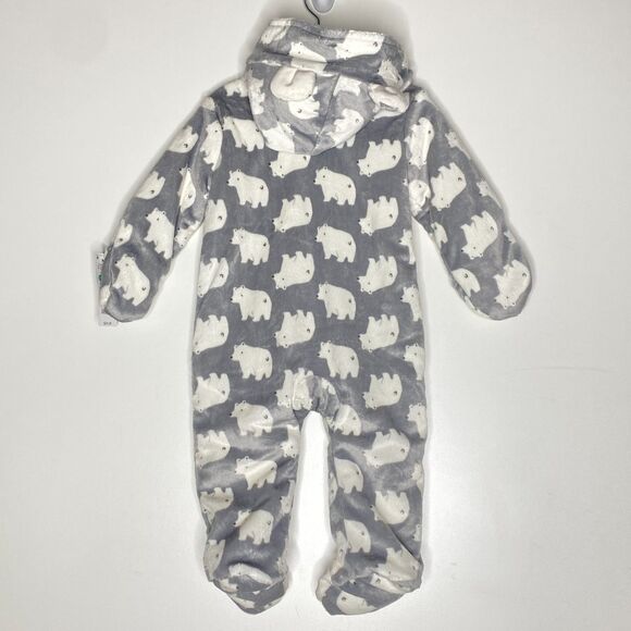 New Carter's Polar Bear Hooded Gray Winter One Piece Suit Baby Size 9 Months - Picture 8 of 9